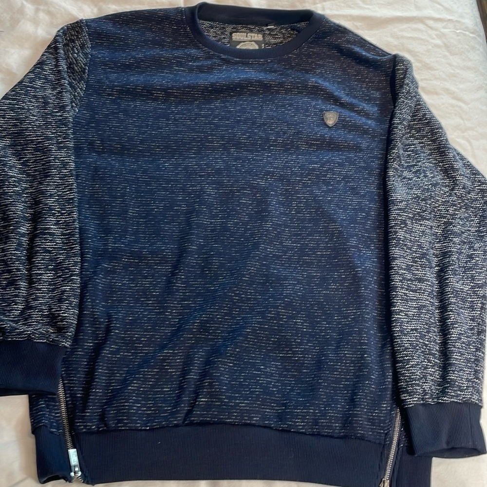 Soulstar Men’s Two-Tone Blue Henley Crew Neck Size XL